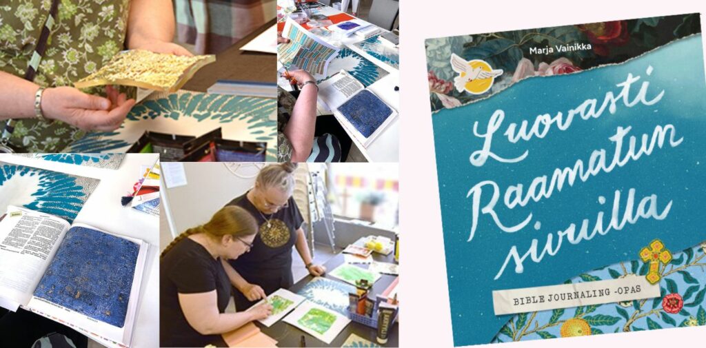 a collase of Bible journaling in the making